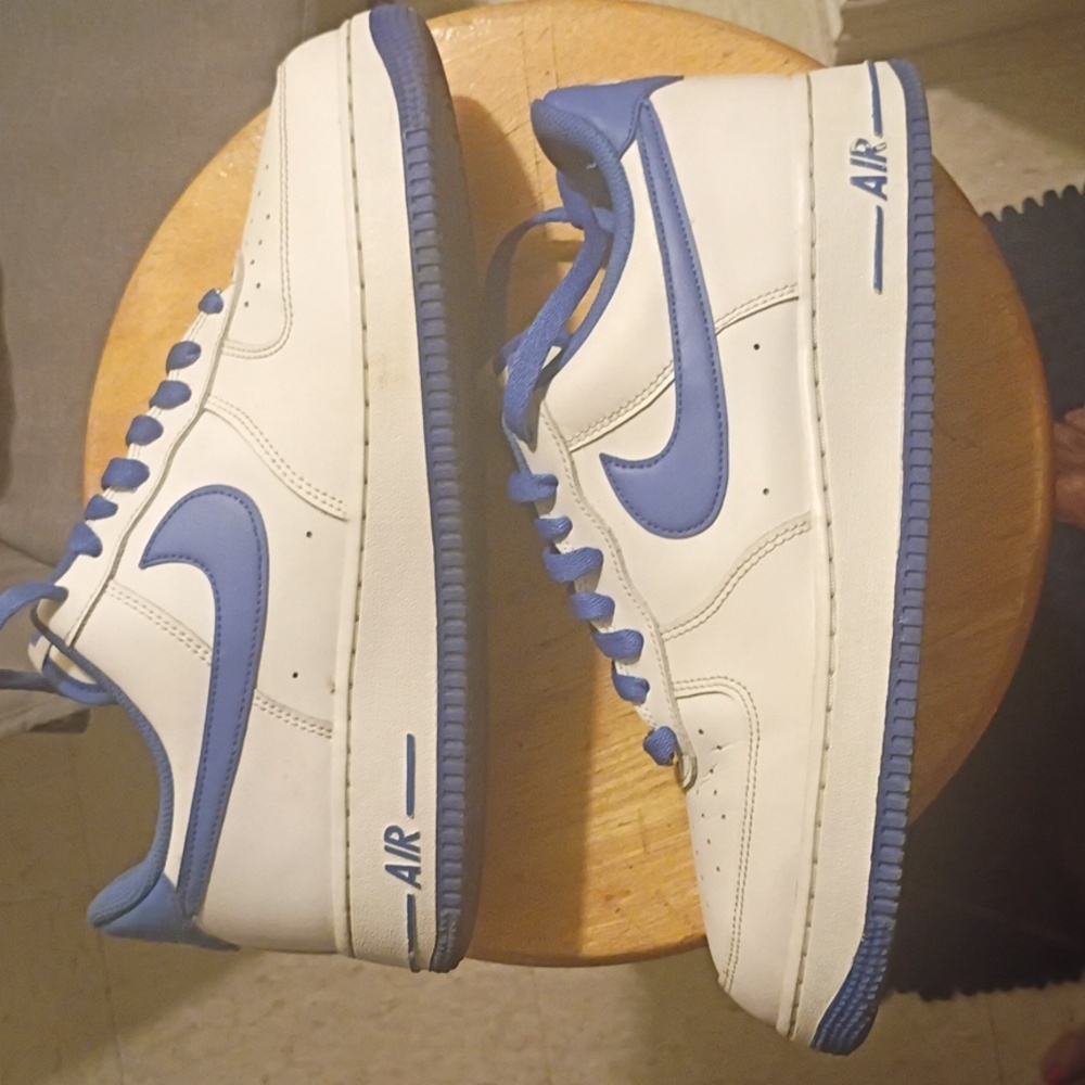 Nike Air Force 1 White and Blue Shoes
